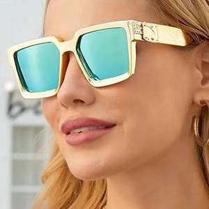 Lunettes de soleil surdimensionnées carrées de luxe pour hommes et femmes avec logo personnalisé, monture colorée, idéales pour la conduite - Product Image 2