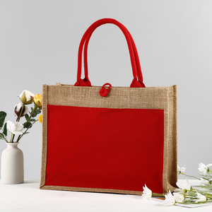 Grand <span class=keywords><strong>sac</strong></span> fourre-tout réutilisable en <span class=keywords><strong>toile</strong></span> <span class=keywords><strong>de</strong></span> <span class=keywords><strong>jute</strong></span> avec bouton, <span class=keywords><strong>sac</strong></span> <span class=keywords><strong>de</strong></span> shopping portable en lin pour emballage cadeau - Product Image 4