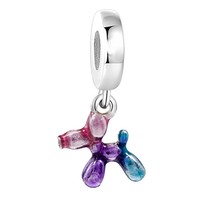 Breloques pendantes en émail rose plaqué argent, série fantaisie mignonne, licorne, ours en peluche, tasse à thé, cœur, pour bracelet à breloques européen