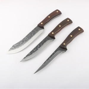 Juego de cuchillos de cocina de 3 piezas de acero de alto carbono forjado a mano, cuchillo para deshuesar, cuchillo de carnicero para cortar carne, con mango de madera - Product Image 1