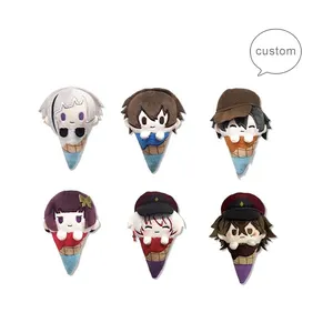 Kustom anime mini es krim mewah karakter Jepang mainan lembut kerucut es krim gantungan kunci mainan mewah