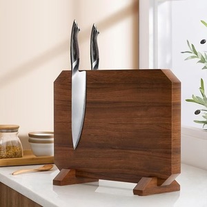 Porte-couteaux en bois massif, support magnétique double face pour couteaux, base verticale multifonctionnelle en bois pour couteaux de cuisine. - Product Image 1