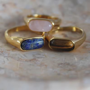 Eleganter Edelstahl Tigerauge Rosenquarz Heil kristall <span class=keywords><strong>ring</strong></span> Naturstein Wasserdichter Schmuck für Männer und Frauen - Product Image 6