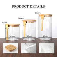 Pot de conserve en verre Mason de stockage d'épices de cuisine ensemble de rangement de bocaux en verre avec couvercles de décalcomanie de cuillère en bois 250 ml 1200ml