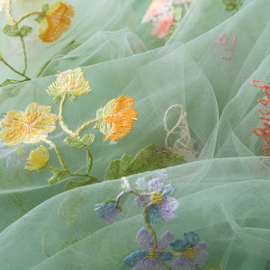 Vestido de tul con bordado floral de verano para niñas, vestido de princesa dulce con lazo, vestido de tutú esponjoso para fiestas de cumpleaños infantiles - Product Image 3