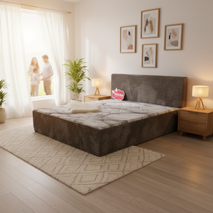 מיטת ספוג מודרנית רכה, ידידותית לסביבה, דחוסה, בגודל קינג סייז, ללא מסגרת, עם ריפוד בד, סט לחדר שינה - Product Image 2