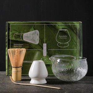 Juego de té Matcha japonés de 4 Uds., caja de regalo de vidrio transparente al por mayor, Kit de Matcha con cuenco de Caño vertedor, juego de Matcha elegante - Product Image 3