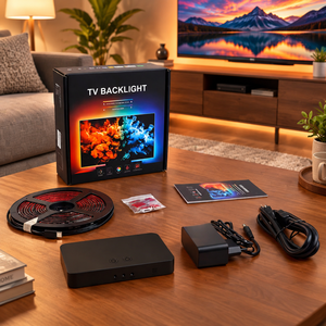 Controlador de Retroiluminación <span class=keywords><strong>Ambilight</strong></span> para TV, Tira LED RGBIC, Sincronización de Color con Música, para Dispositivos 4K, Control por Aplicación WiFi - Product Image 1