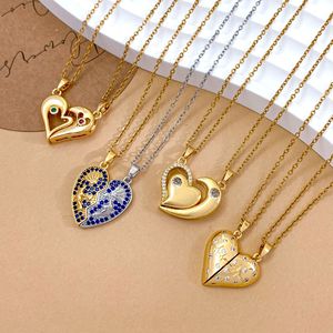 <span class=keywords><strong>Collier</strong></span> pendentif personnalisé en forme de cœur et de <span class=keywords><strong>lune</strong></span> magnétique pour couple, diamant, plaqué or cuivre, polyvalent, cadeau de mariage haut de gamme pour femmes - Product Image 3
