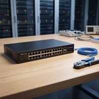 Commutateur Ethernet Gigabit PoE ANPA AP-30424GE 26 ports 10/100/1000 Mbps, 2 ports Uplink, 2 SFP, RJ45, empilable, QoS, capacité 52 Gbit/s, en stock