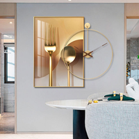 Horloge murale décorative de luxe moderne pour restaurant, tableau mural en porcelaine de cristal pour salon
