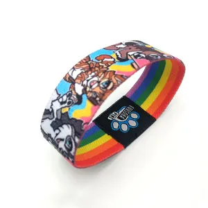 Sublimation Fashionable Custom Printed Stretch Event Festival Fabric Bracelet Elastic Wristbands For Adults And Kids