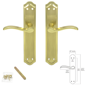 Juego de Manijas para Puerta, Zamak con Acabado en Latón "Oryx Irene" - Product Image 1