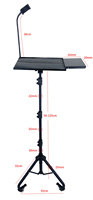 Support de projecteur roulant haut de gamme avec roues, support de sol robuste en métal pour ordinateur portable avec plateau pour souris et support de téléphone