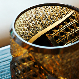 Bicchiere di vetro senza piombo di lusso Edo Kiriko trasparente vecchio stile whisky color ambra nero <span class=keywords><strong>Brandy</strong></span> bicchiere bicchiere - Product Image 2