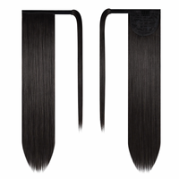 Extensions de cheveux lisses et soyeux, double épaisseur, teintes, à clipser, queue de cheval, à enrouler