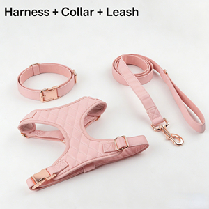 Dafeel Soft Real PU <b>Leather</b> Small <b>Dog</b> <b>Harness</b> Leash Set Personalized Designer Pet <b>Harness</b> Wholesale - Product Image 4