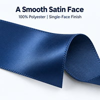 Ruban en satin polyester personnalisé avec logo, 25 mm x 100 yards par rouleau, simple face, pour boîtes d'abonnement destinées aux propriétaires de marques