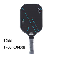 Raquette de pickleball OEM pour Toray, 16 mm, en fibre de carbone T700 durable, avec noyau en nid d'abeille, designs personnalisés, raquette de pickleball populaire