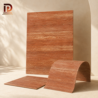 Revêtement mural flexible en pierre imitation travertin rouge terre cuite 600x1200mm pour mur d'accentuation de restaurant, panneau mural MCM