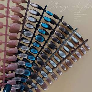 30 pz XS/S/M buco nero in tinta unita stampa per occhi di gatto su punte per unghie copertura completa forma quadrata <span class=keywords><strong>Glitter</strong></span> lucente fornitore di unghie artificiali - Product Image 2