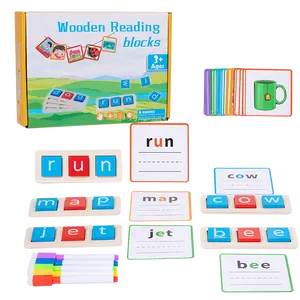 Giocattoli educativi di apprendimento Montessori in legno che leggono blocchi inglesi lettere parole Cognitive giochi di ortografia per bambini
