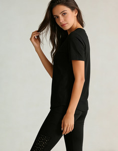 Women's High Waist Black Leggings with Floral <b>Lace</b> Side Panels - Stretchy Casual Pants for Daily Wear - Product Image 2