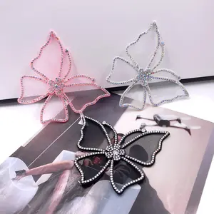 wholesale handmade rhinestone butterfly accessories transparency fabric shoe clothing decorate accessories