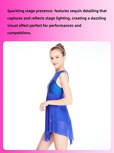 Abiti da ballo da donna MiDee con paillettes, gonna a rete con taglio triangolare e spalline incrociate sulla <span class=keywords><strong>schiena</strong></span> per performance sul palco - Product Image 2