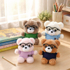 Lindo <span class=keywords><strong>Mini</strong></span> Llavero de Oso de Peluche Suave, Juguete de Peluche Kawaii con Camiseta con Lazo y Gafas, Colgante <span class=keywords><strong>para</strong></span> Llavero y Adorno <span class=keywords><strong>para</strong></span> Bolso - Product Image 1