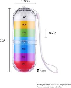 Deke Rainbow 7 Day <b>Waterproof</b> Pill Tower Box Medicine Planner Case Medication, Vitamin Holder Organizer Dispenser Custom - Product Image 2
