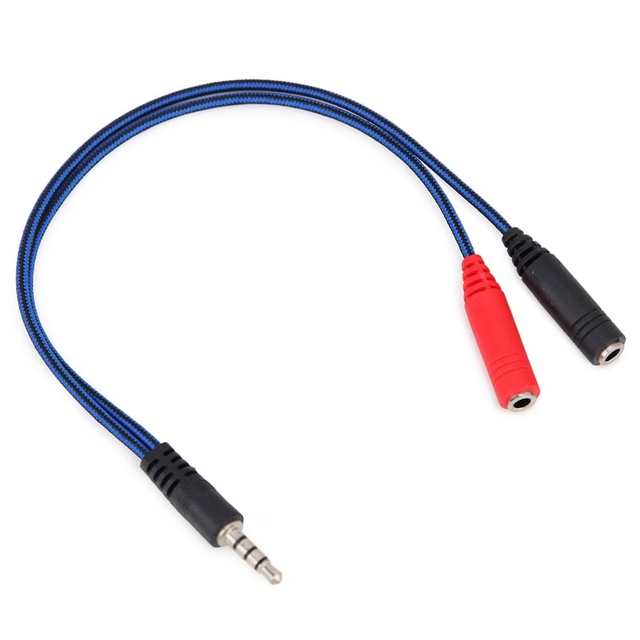 Splitter Headphones Jack 3.5mm Stereo Audio Y-Splitter 2 Female to 1 Male Cable Adapter Microphone Plug for Earphone