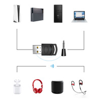 Adaptateur Audio Blue-tooth Récepteur adaptateur casque sans fil pour PS5/PS4 Console de jeu PC Casque 2 en 1 USB 5.0 Dongle