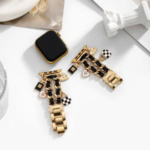 Cowboy Denim chaîne breloques en métal femmes Style cuir tressé bracelet bracelet de remplacement pendentifs uniques pour IWatch 11 Ultra 3 - Product Image 5