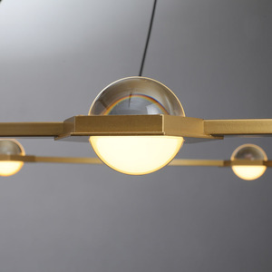 Lustre moderne de luxe à plusieurs niveaux, en <span class=keywords><strong>laiton</strong></span> doré avec sphères de cristal, lumière LED à économie d'énergie blanc chaud doux 2700K - Product Image 2