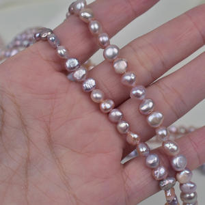 Baroque Purple Two-Sided Beaded String Natural <b>Freshwater</b> White <b>Pearl</b> Seedless DIY Raw Necklace <b>Bracelet</b> - Product Image 2