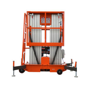 Platform Kerja Udara 6M Tiang Ganda Bahan Aluminium Alloy, <span class=keywords><strong>Lift</strong></span> Orang Fleksibel untuk Iklan, Konstruksi, Gudang, Supermarket - Product Image 1