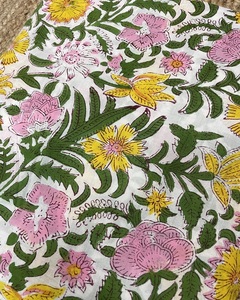 Tela de Algodón Suave Hecha a Mano de Primera Calidad con Estampado Floral Moderno de Jaipur, Material para Bolsos y Cortinas, Tela Ligera para Vestidos - Product Image 6