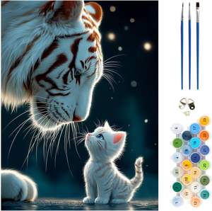 Kit Pittura Acrilica Fai-da-te Fatto a Mano con Strumenti per Disegno, Tema <span class=keywords><strong>Tigre</strong></span> e Gatto, per Pittura Digitale a Olio, Bestseller Transfrontaliero - Product Image 1