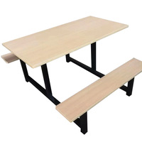 Table de cantine intégrée 4 places avec banc, ensemble table et chaises pour cantine scolaire, personnel et usine