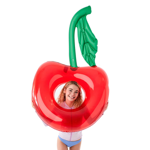 Bouée gonflable en PVC épaisse en forme de cerise avec confettis scintillants, <span class=keywords><strong>tube</strong></span> flottant durable pour piscine, jouet de natation pour enfants, fête aquatique estivale - Product Image 1