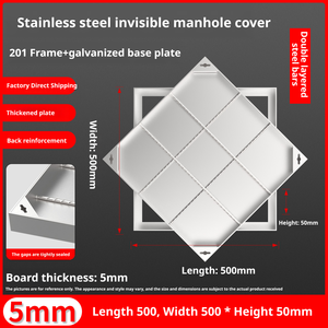   Tapa de alcantarilla invisible de acero inoxidable personalizada, cubierta de pavimento empotrada, venta al por mayor de fábrica OEM ODM - Product Image 3