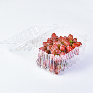 1000g Recycelbare Obst-Kirsch-Trauben-Klappbox PET Transparenter Frischtrauben-Behälter mit Boden und Deckel mit Löchern - Product Image 3