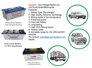 High CCA Dry-Charged Car Battery N200 12V200Ah Koyama Auto Starting Battery For Car/Truck/Tanks Long-lasting OEM/ODM
