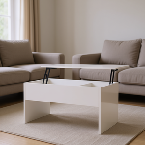 Tavolino da Caffè in Legno Ingegnerizzato Bianco Lucido 31.5x19.9x16.3 Allungabile, Arredamento Moderno Minimalista per Soggiorno - Product Image 2