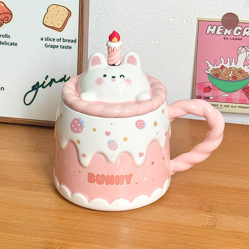Candle Cake Cups - Pink Bunny