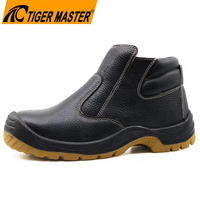 Chaussures de sécurité en cuir avec fermeture éclair, sans lacets, à semelle en PU antidérapante et résistante à l'huile, avec embout en acier et protection anti-perforation, pour le travail agricole (OEM)