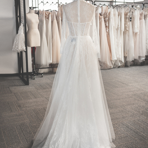 Jancember LSSG042 <b>Illusion</b> Formal High Neck Bridal A-<b>line</b> <b>Wedding</b> <b>Dresses</b> - Product Image 3