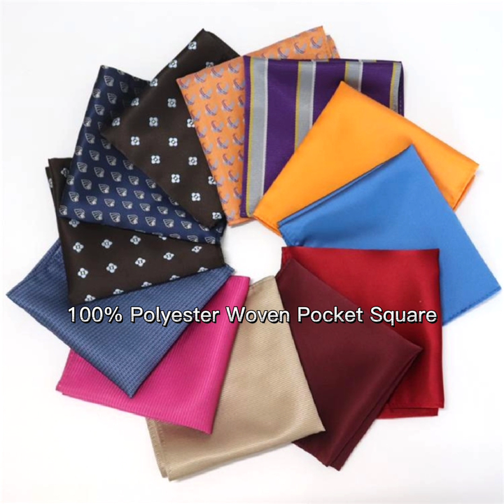 Bulk Stock 25cm Polyester Plain Pocket Square Hanky Handkerchief