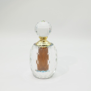 Bouteille d'huile d'Athar en cristal à fond épais, atmosphérique et simple, best-seller, avec couvercle en cristal de couleur noire - Product Image 1